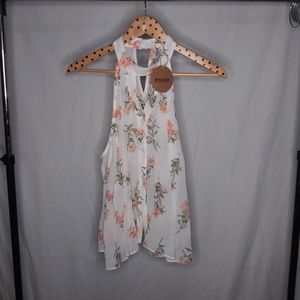 Floral high neck tank blouse